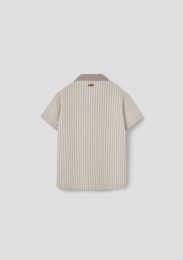Popelin Brown striped shirt with lapel collar (Mod.21.2)