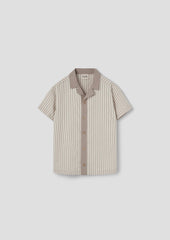 Popelin Brown striped shirt with lapel collar (Mod.21.2)