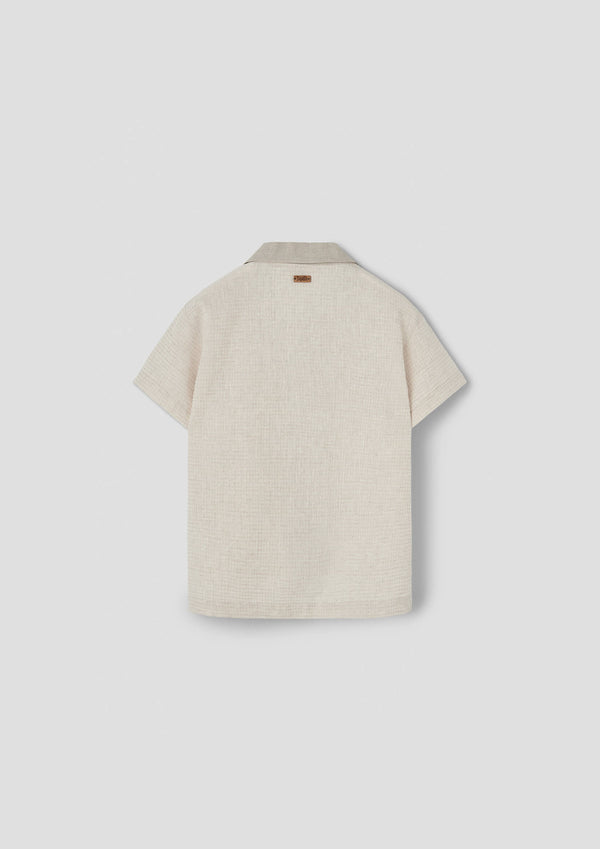 Popelin Sand waffle fabric shirt with lapel collar (Mod.21.3)