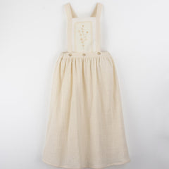 Popelin Off-white midi skirt with embroidered bid (Mod.23.5)