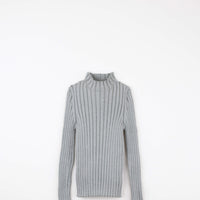 Popelin Grey Melange Funnel Collar Ribbed Jersey (25.3)