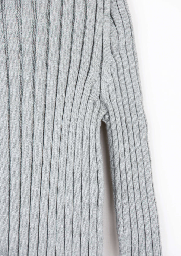 Popelin Grey Melange Funnel Collar Ribbed Jersey (25.3)