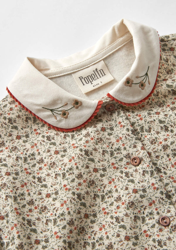 Popelin Floral Print Shirt With Baby Collar And Puffed Sleeves (Mod 26.2)