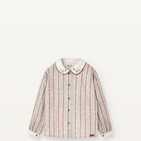 Popelin Burgundy Flower Print Shirt With Baby Collar And Puffed Sleeves (Mod 26.3)