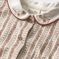 Popelin Burgundy Flower Print Shirt With Baby Collar And Puffed Sleeves (Mod 26.3)