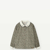 Popelin Green Flower Print Shirt With Baby Collar And Puffed Sleeves (Mod 26.5)