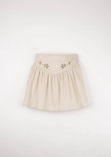Popelin Off-White Short Skirt With Embroidery (Mod 31.1)
