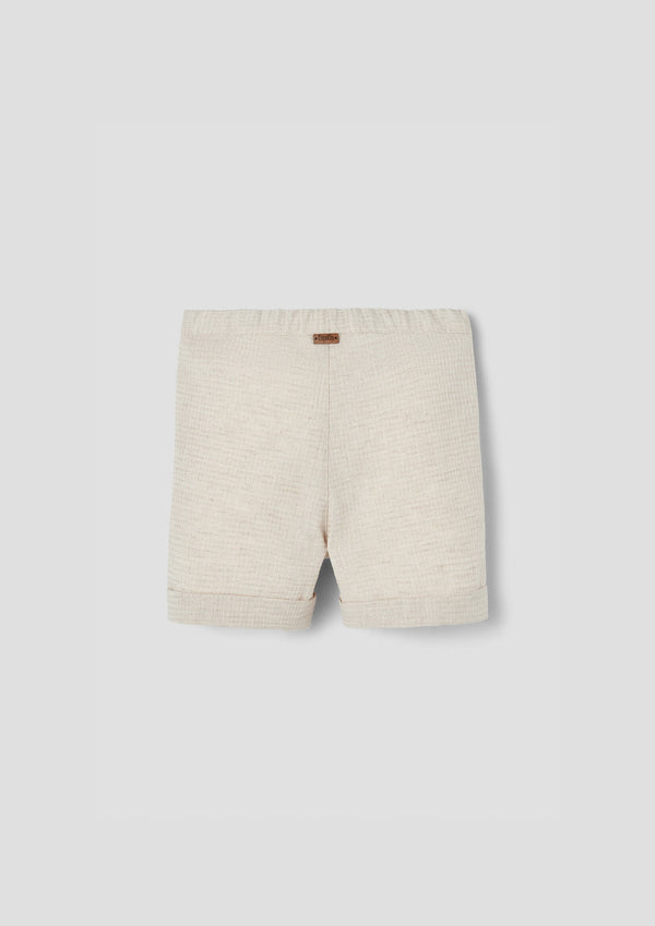 Popelin Sand waffle fabric bermuda shorts with turn-ups (Mod.31.1)