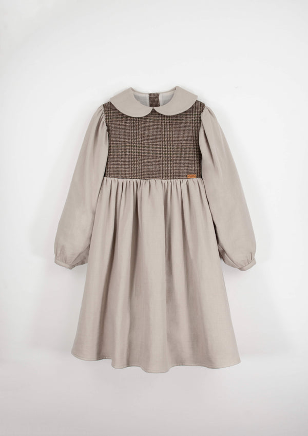 Popelin Sand Two-Tone Dress With Baby Collar (Mod 31.3)