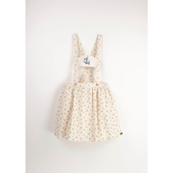 Popelin Floral Dungaree Skirt With Straps And Anchor Motif (Mod.31.3)
