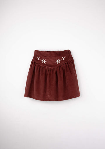 Popelin Burgundy Short Skirt With Embroidery (Mod 31.5)