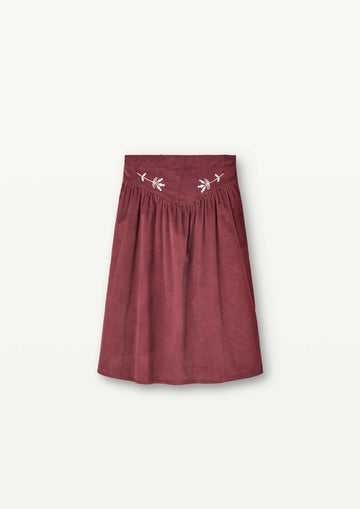 Popelin Burgundy Embroidered Midi Skirt (31.6)