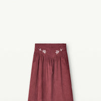 Popelin Burgundy Embroidered Midi Skirt (31.6)