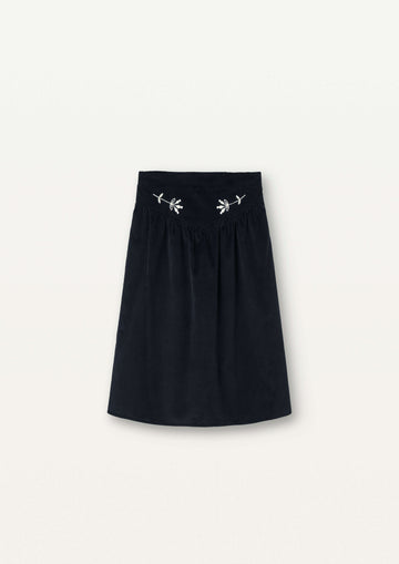 Popelin Black Embroidered Midi Skirt (31.8)