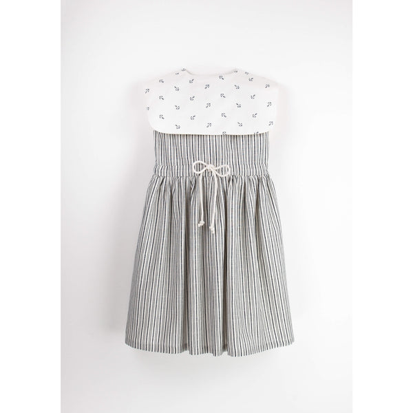 Popelin Embroidered Striped Dress With Bib Collar (Mod.33.4)