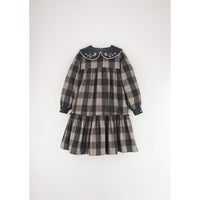 Popelin Taupe Check Dress With Embroidered Collar (MOD 33.4)