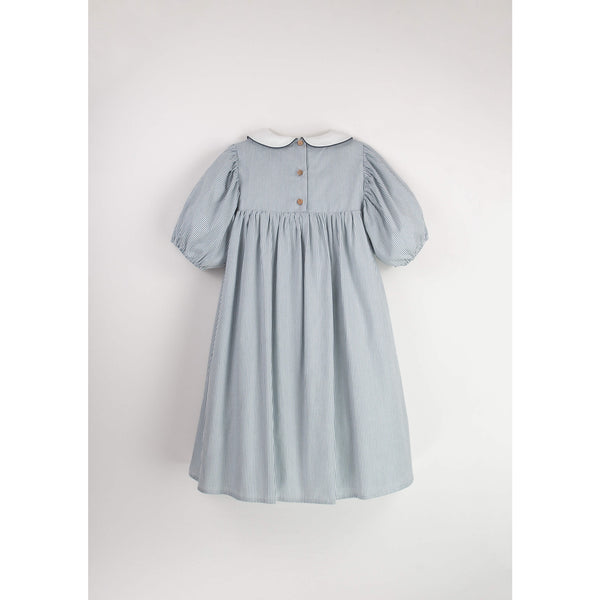 Popelin Stripes Embroidered Dress With Yoke (Mod.34.5)