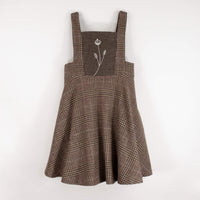 Popelin Brown Plaid Dungaree Dress With Embroidered Yolk (Mod 35.1)