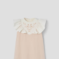 Popelin Dusty pink short dress with embroidered yoke (Mod.40.2)