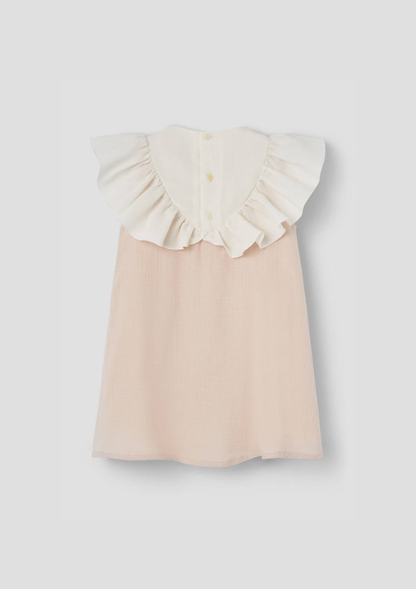 Popelin Dusty pink short dress with embroidered yoke (Mod.40.2)