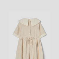 Popelin Off-white short dress with embroidered bib collar (Mod.41.1)