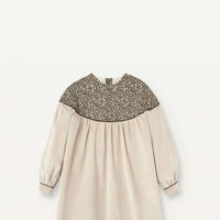 Popelin Beige Velvet Floral Dress With Yoke (Mod 41.2)