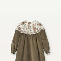 Popelin Green Velvet Floral Dress With Yoke (Mod 41.3)