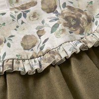 Popelin Green Velvet Floral Dress With Yoke (Mod 41.3)