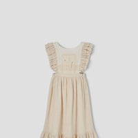 Popelin Off-white dress with embroidered bib (Mod.42.1)