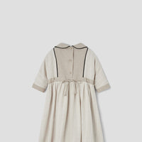 Popelin Silver lurex dress with yoke and embroidered baby collar (Mod.44.2)