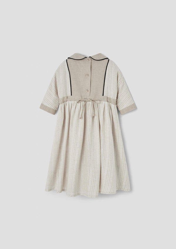 Popelin Silver lurex dress with yoke and embroidered baby collar (Mod.44.2)