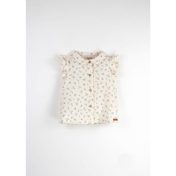 Popelin Floral Sleeveless Shirt With Frills (Mod.6.4)