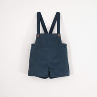 Popelin Blue Velvet Short Romper Suit With Pockets (Mod 7.2)