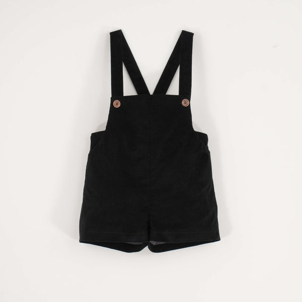 Popelin Black Velvet Short Romper Suit With Pockets (Mod 7.3)