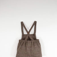 Popelin Brown Plaid Woollen Short Romper Suit With Pockets (Mod 7.5)