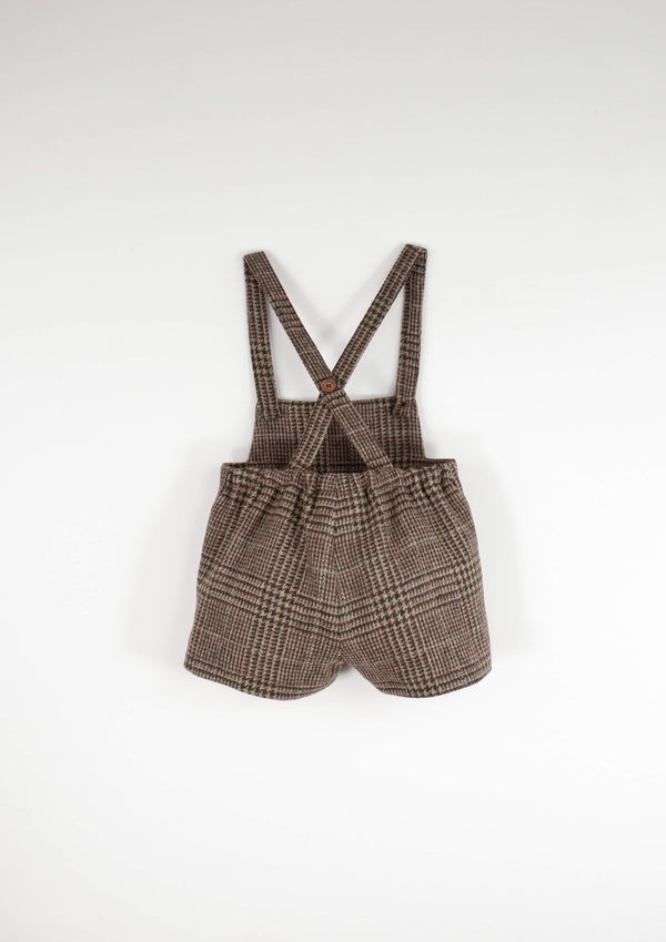 Popelin Brown Plaid Woollen Short Romper Suit With Pockets (Mod 7.5)