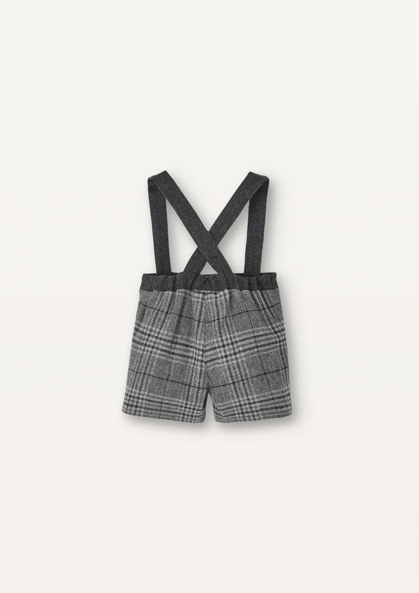 Popelin Grey Plaid Woollen Short With Crossover Straps (Mod 8.3)