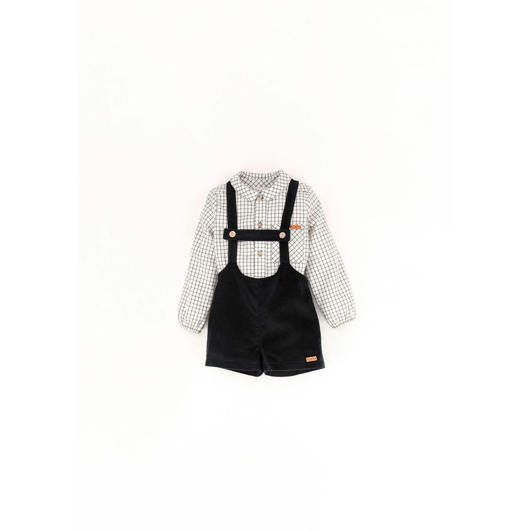 Popelin Black Short Dungarees With Straps (MOD 8.3) | Buttons Bebe