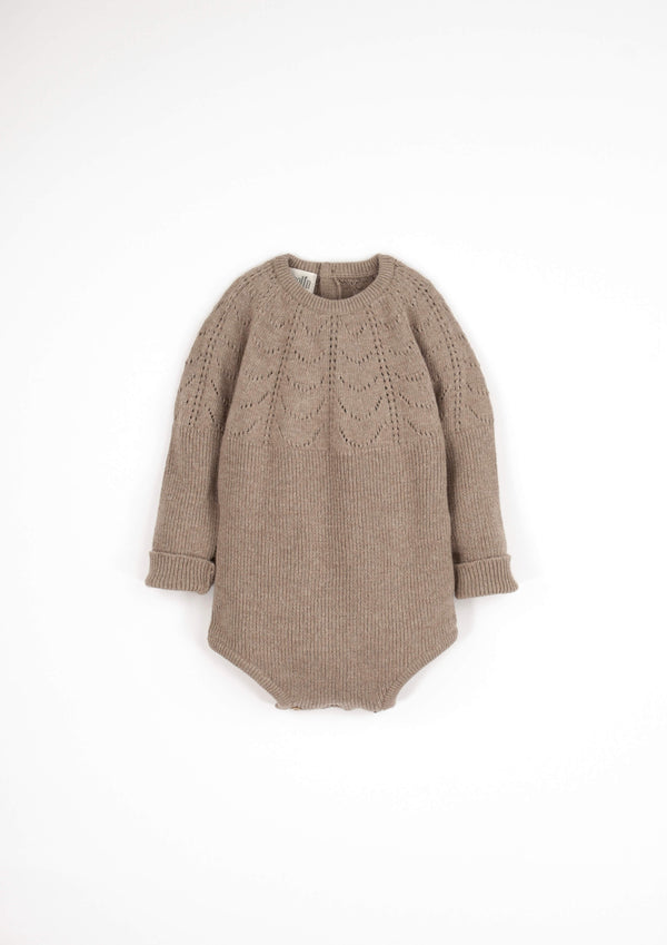 Popelin Beige Textured Knit Romper Suit (Mod 11.1)