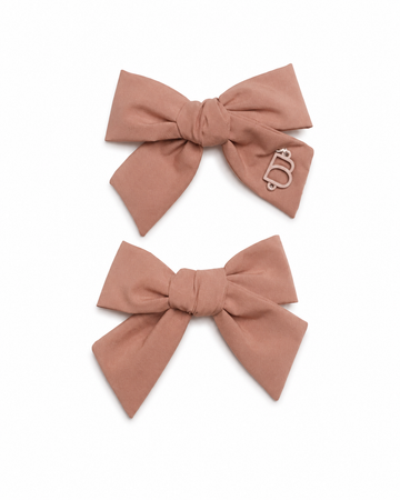Bandeau Taffeta Winter Dusty Winter Pink Mini Bow Clip Set (Final Sale)