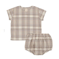 Analogie By Lil Legs Printed Set Taupe Plaid