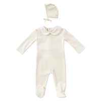 Kipp Baby White Scalloped Embroidered Romper & Bonnet Set