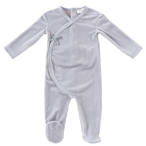 Kipp Baby Lt. Blue Pointelle Velour Footie