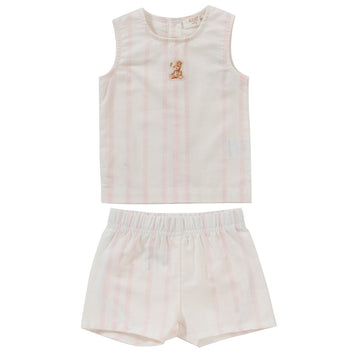 Kipp Baby Pink Stripe Teddy Linen Set