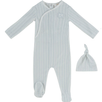 Kipp Baby Stripe Stamp Footie & Hat Set Blue