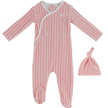 Kipp Baby Stripe Stamp Footie & Hat Set Red