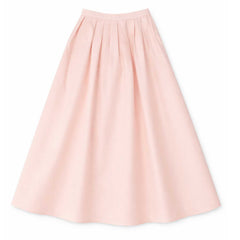 Tea Peach Cotton Sateen Stitched Open Pleat Skirt