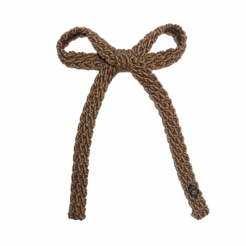 Bandeau Textured Wool Braid Brown Large Bow Clip (Final Sale)