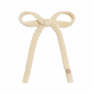 Bandeau Textured Wool Braid Cream Large Bow Clip (Final Sale)