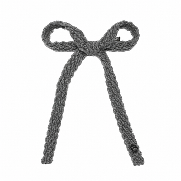 Bandeau Textured Wool Braid Gray Large Bow Clip (Final Sale)